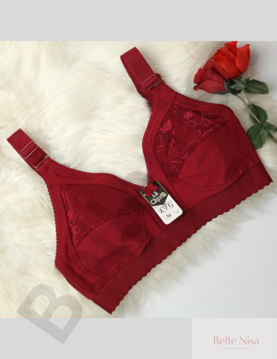BelleNisa Wireless Lace Bra – Comfortable Non-Padded Bra for Everyday Wear